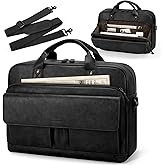 RAINSMORE Mens Laptop Bag PU Leather Messenger Bag 15.6 Inch Briefcase Vintage Computer Satchel Bag for Work Business