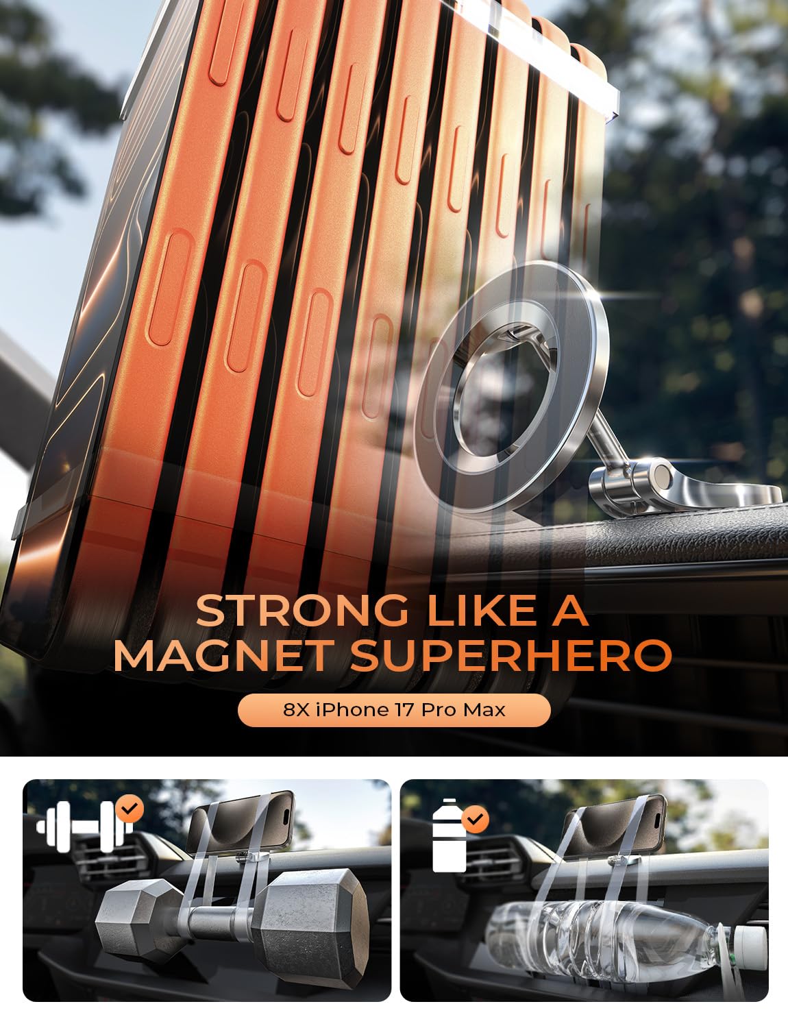 LISEN for MagSafe Car Mount for iPhone 17 PRO MAX, Extra Smal Ultra Magnetic Phone Holder for Car Dashboard, Car Phone Holder, Phone Holders for Your Car, Fit for iPhone17 Pro/Air/Max 16 15 14 13