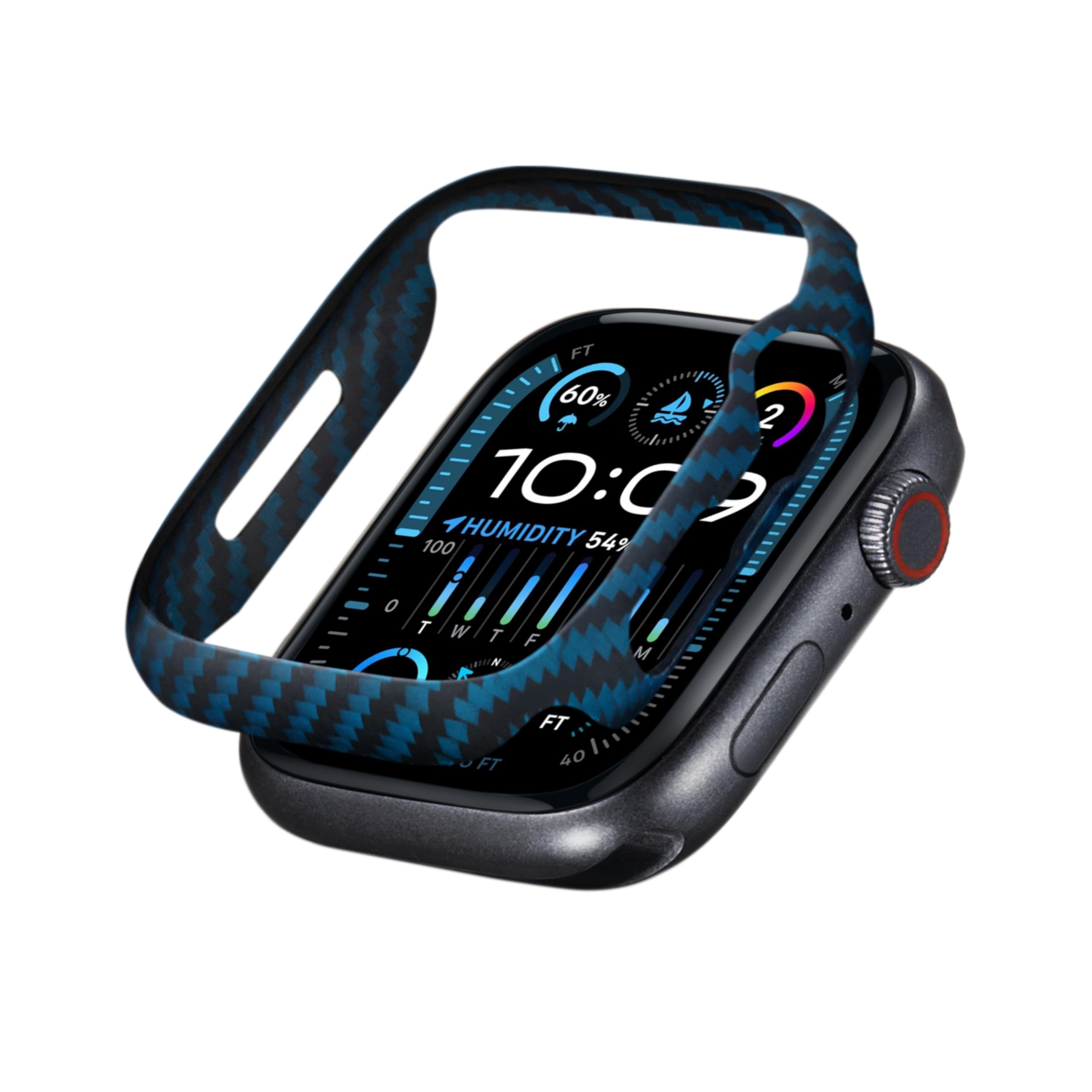 PITAKA Protective Case for Apple Watch 9/8/7 (45 mm), Ultra Thin and Lightweight Case Made of 600D Aramid Fibre, Durable and Scratch-Resistant Case, Blue