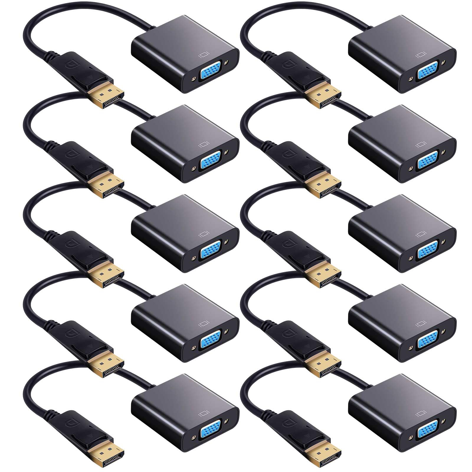 Photo 1 of Yunsailing 10 Pack DisplayPort to VGA Adapters Gold Plated Compatible with Laptop, Monitor, PC, Projector (Black)