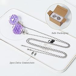 2 Pieces Purple Crystal Ceiling Fan Pull Chain