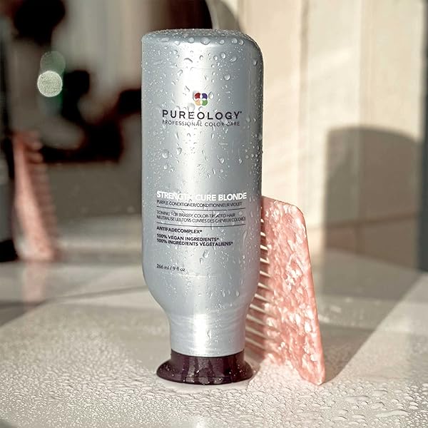 PUREOLOGY STRENGTH CURE BLONDE PURPLE CONDITIONER FOR BLONDE & LIGHTENED COLOR-TREATED HAIR, 9 FL OZ