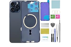 LNONLS 15 Pro Max Back Glass Replacement for iPhone 15 Pro Max Rear Back Cover Glass Waterproof and Camera Lens+Professional Repair Tool Kit (Blue Titanium)