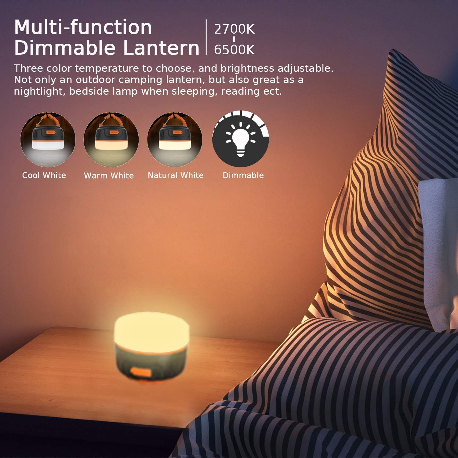 lanktoo Rechargeable Camping Lantern with Remote Control & Power Bank, USB C Camping Light 300H Running - Image 5