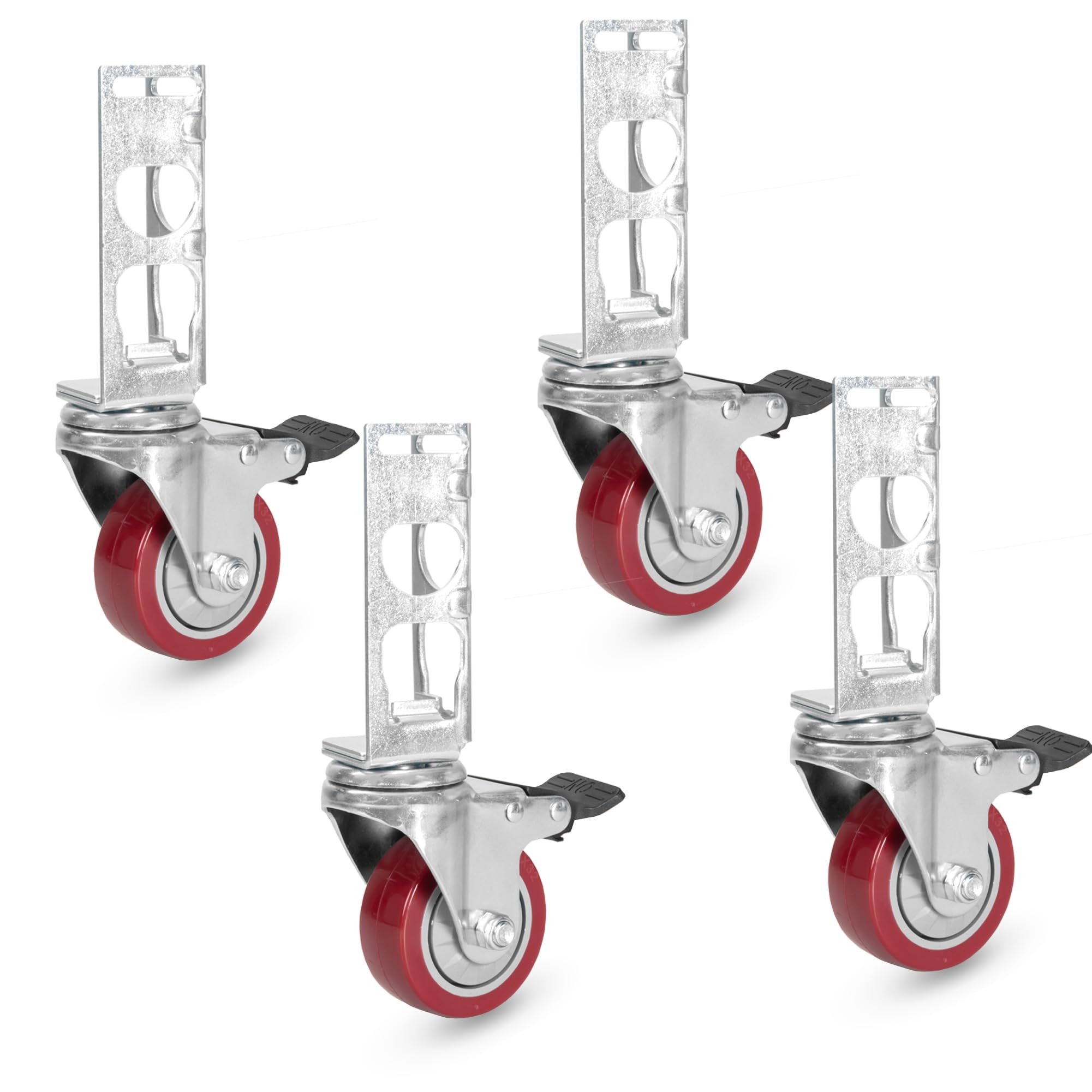 Photo 1 of Iron Forge Tools Rolling Storage Rack Caster Wheels Heavy Duty - Set of 4 Locking Castor 3 Inch 530 lb Capacity for Boltless Self Locking Shelving Racks, Nylon and Steel Ball Bearing Wheels