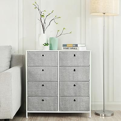 SONGMICS Chest of Drawers 8 Fabric Drawers Dresser with Metal Frame LTS24W