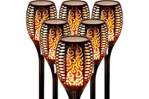 YAKii Upgraded Solar Torch Lights Waterproof Flickering Dancing Flames Outdoor Solar Torch Lights Dusk to Dawn Auto On/Off Landscape Decoration for Yard Patio Garden，Pack of 6