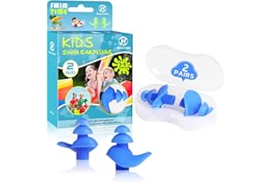 Hearprotek 2 Pairs Ear Plugs for Swimming Kids, Soft Silicone Reusable Kids Swim earplugs for Bathing and Other Water Sports 