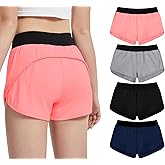 EXARUS 4 Pack Girls Running Athletic Shorts Low Rise/High Waisted Teen Kids Sports Active Basketball Short 6-14Y