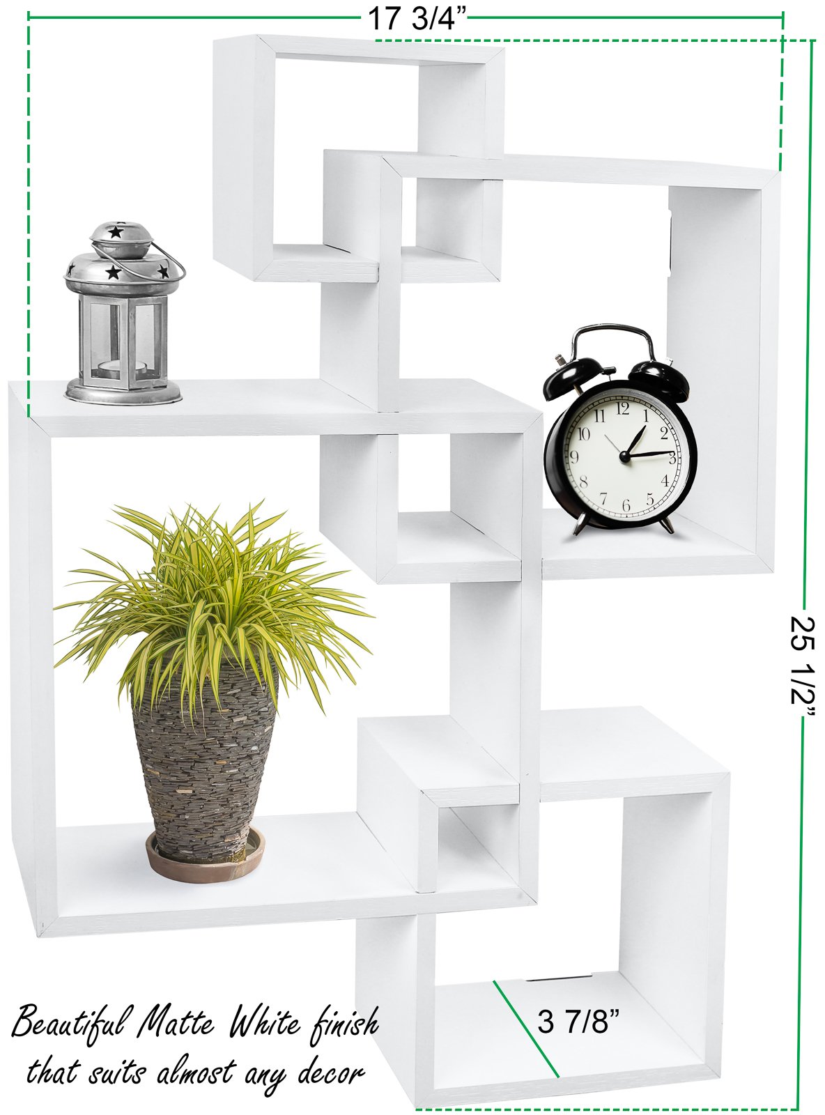 Greenco 4 Cube Intersecting Shelves, EasytoAssemble Floating Wall