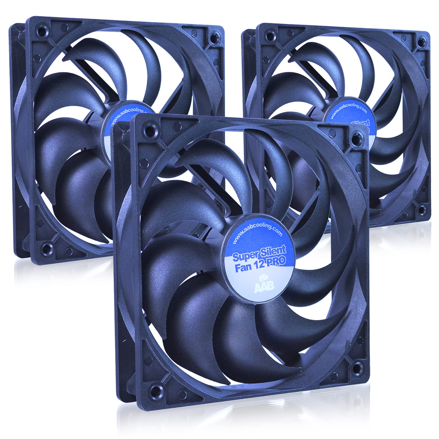 AABCOOLING Super Silent Fan 12 Pro - Silent and Efficient 120mm Fan with 4 Anti-vibration Pads, Quiet Fan, Silent Fan, CPU Cooler, 12V - Value Pack 3 Pieces 13.9 dB(A), 53 CFM, 1200 RPM
