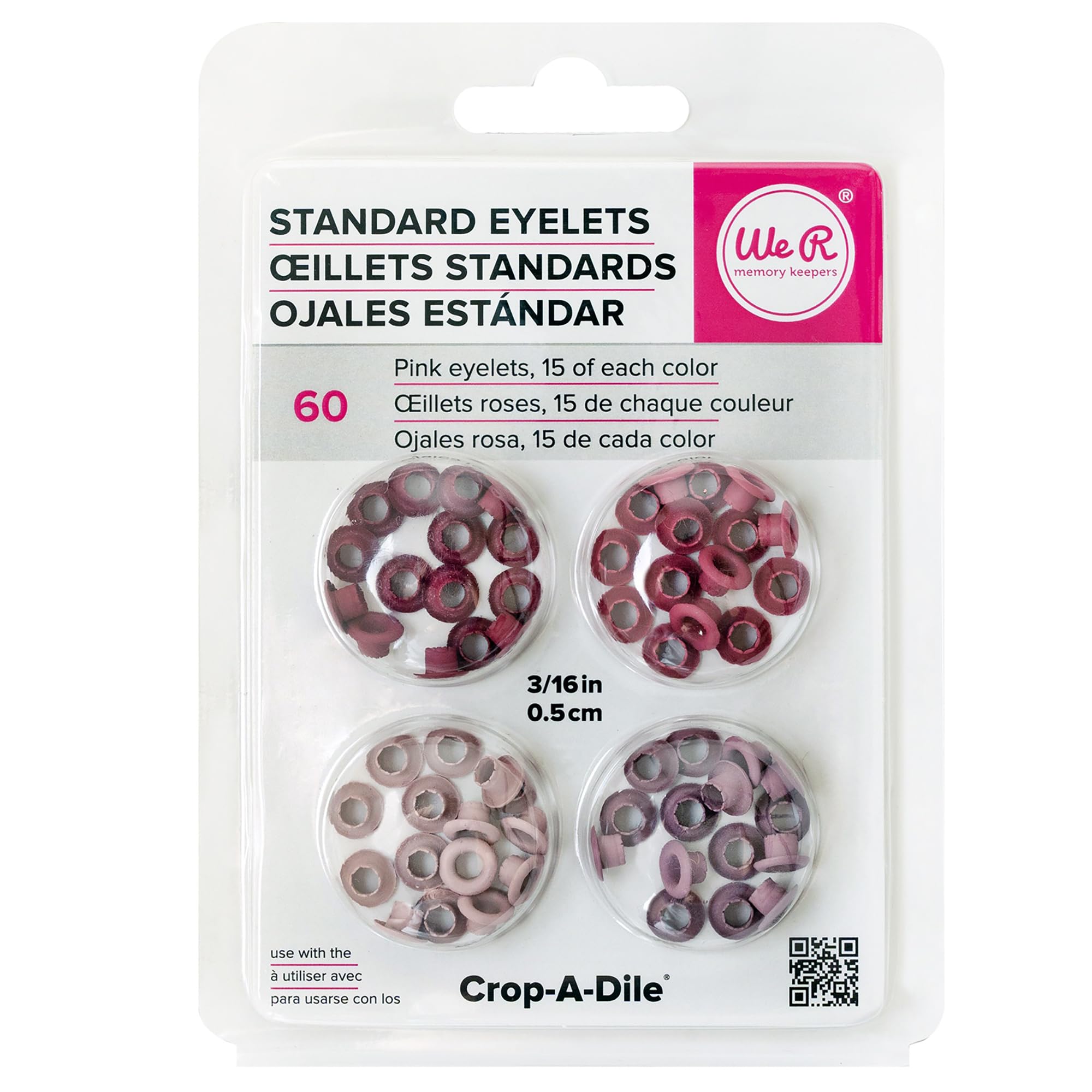 We R Memory Keepers Eyelets for Scrapbooking, Pink, Standard