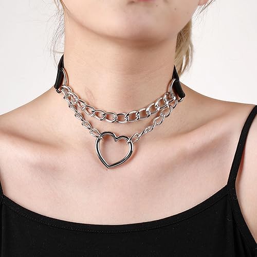 Goth Choker Black Leather Collar Necklace Punk Rock Choker Collar Necklace  Bow Tie Bell Heart Pendant Necklace