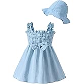Renotemy Baby Girl Dress Summer Outfits Toddler Girls Clothes Boho Casual Sundress Infant Flower Dresses with Cute Hat