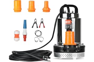 BACOENG DC 12V Solar Water Pump, Submersible Well Pump 20FT, 20GPM Lift for Farm & Ranch