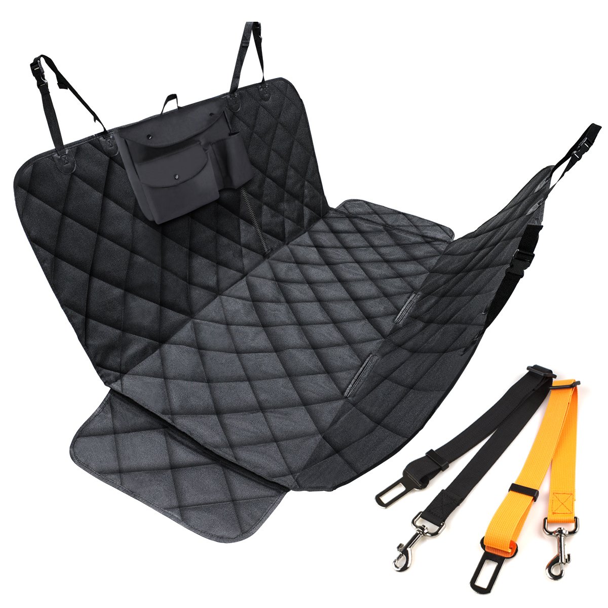 Hundedecke für Auto Rückbank, Morpilot Autoschondecke+ Seitenschutz, 2 Taschen, Teilbare Hunde Sitzauflage wasserdicht waschbar mit Autositzgurt,Super Weich, Ideal für für alle gängigen Automodelle