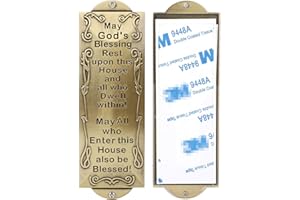 BRTAGG Mezuzah Case with Double Sided Tape, 6" High by 2" Wide For Front Door, Blessing House, Bless People, English Scripture, Easy Peel and Stick Mezuzah Cover Jewish Gifts