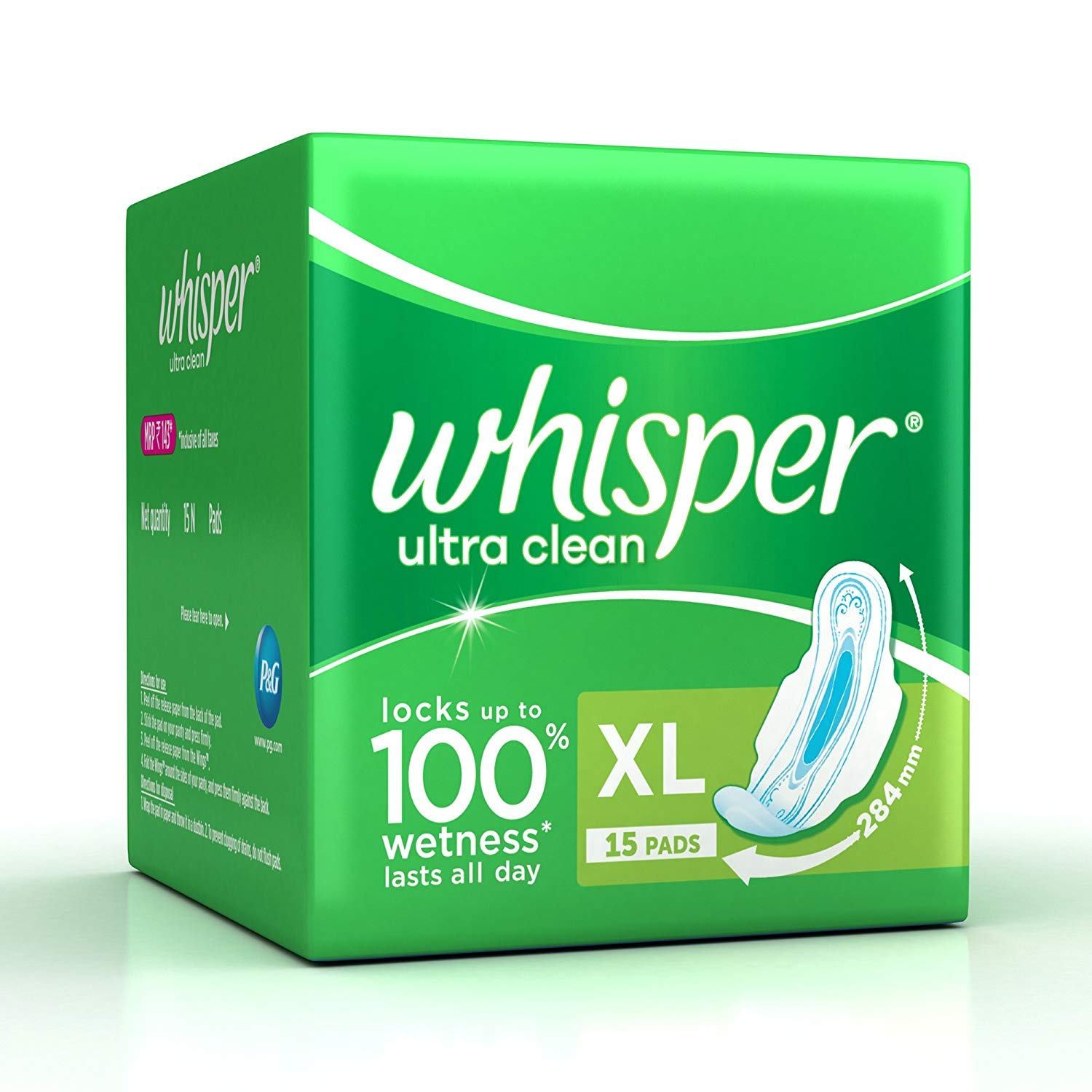 Whisper Ultra Clean Xl Wings Sanitary Pad(Pack Of 15)