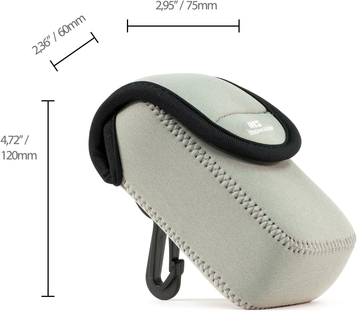 MegaGear MG795 Olympus Tough TG-6, TG-5, TG-870, TG-4, TG-860 Ultra Light Neoprene Camera Case, with Carabiner - Gray - Image 3