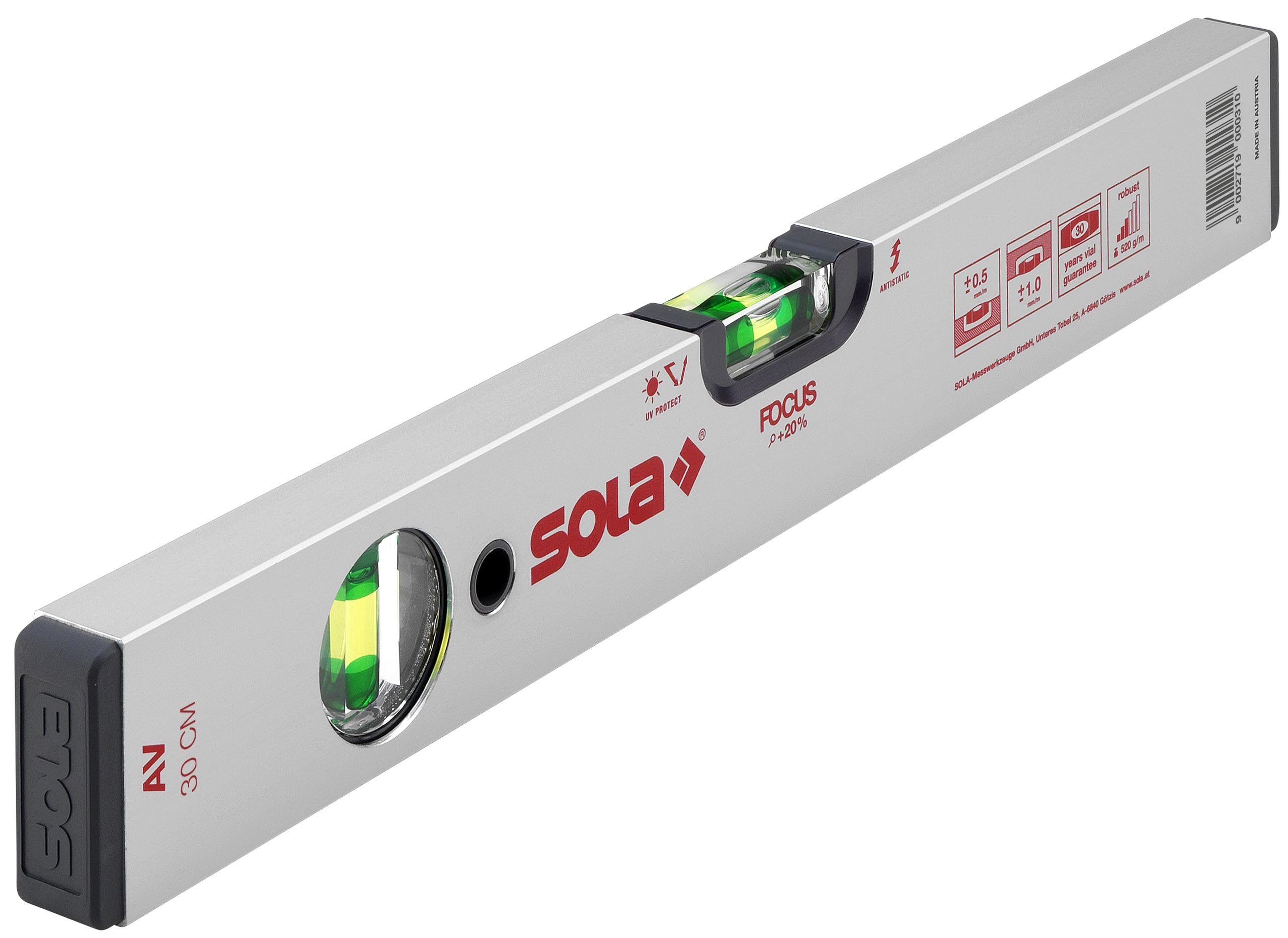 Sola 1110301 "AV 30" Spirit Level, Grey, 30 cm
