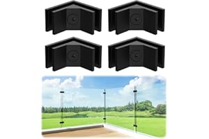 LukLoy Railing Glass Clamp, Black Stainless Steel 304 Bracket for Glass Balustrade Railing Pool Fence (4, 90 Degree)