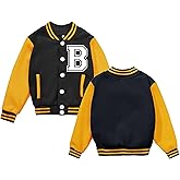BAICAIYU Kids Baseball Jackets Boys and Girls Varsity Coat Buttons Cardigan Letter Sport Letterman School Jacket