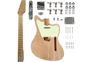 Censtar Ja DIY Electric Guitar Kit,Mahogany Body and Neck,Maplp Fretboard,Unfinished Uncut DIY Guitar Kit,Guitar Kits Build Your Own,Electric Guitars for Adults.