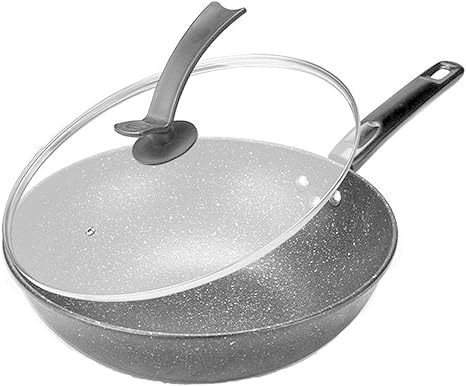 Amazon 家庭用焦げ付き防止プラスチックハンドルチャーハン石鍋スクランブルエッグ鍋油煙鍋なし 中華鍋 オンライン通販