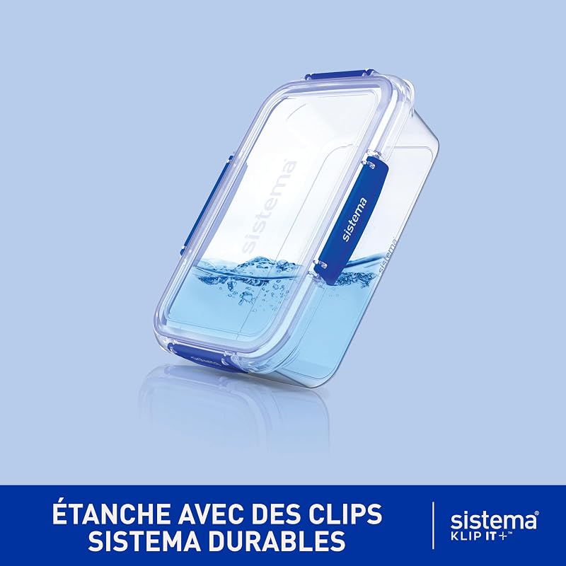 KLIP IT PLUS Récipients de conservation alimentaire | 1 litre | Boîtes alimentaires étanchesempilables et hermétiques | lunch box enfant | 4 pièces