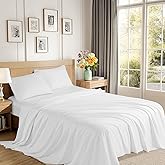 SAKIAO 1200 Thread Count Cotton Sheets, 100% Egyptian Cotton Sheet for King Size Bed,Very Smooth Soft with 18" Deep Pocket Sheets 4-Pc Sets (Pearl White, King)
