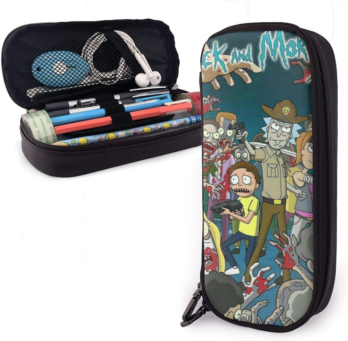 NiYoung Large Capacity Pencil Bag Professional Storage Zipper Toiletry Bag Office Supplies for Drawing Painting Children Artist, Reusable/Multipurpose, Trippy Rick-and-Morty Cartoon Art