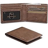 RUNBOX Wallet for Men Slim Leather Bifold RFID Blocking Minimalist Front Pocket Design with Gift Box