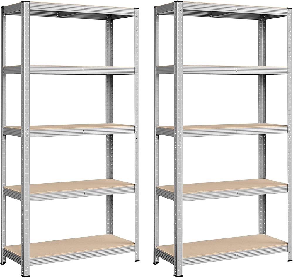 SONGMICS 5 Tier Heavy Duty Shelving Unit 875kg Garage Basement Storage Silver