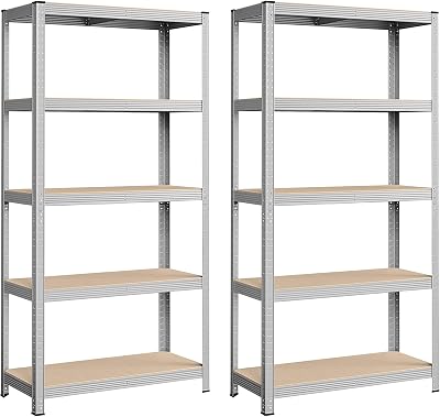 SONGMICS 5 Tier Heavy Duty Shelving Unit 875kg Garage Basement Storage Silver