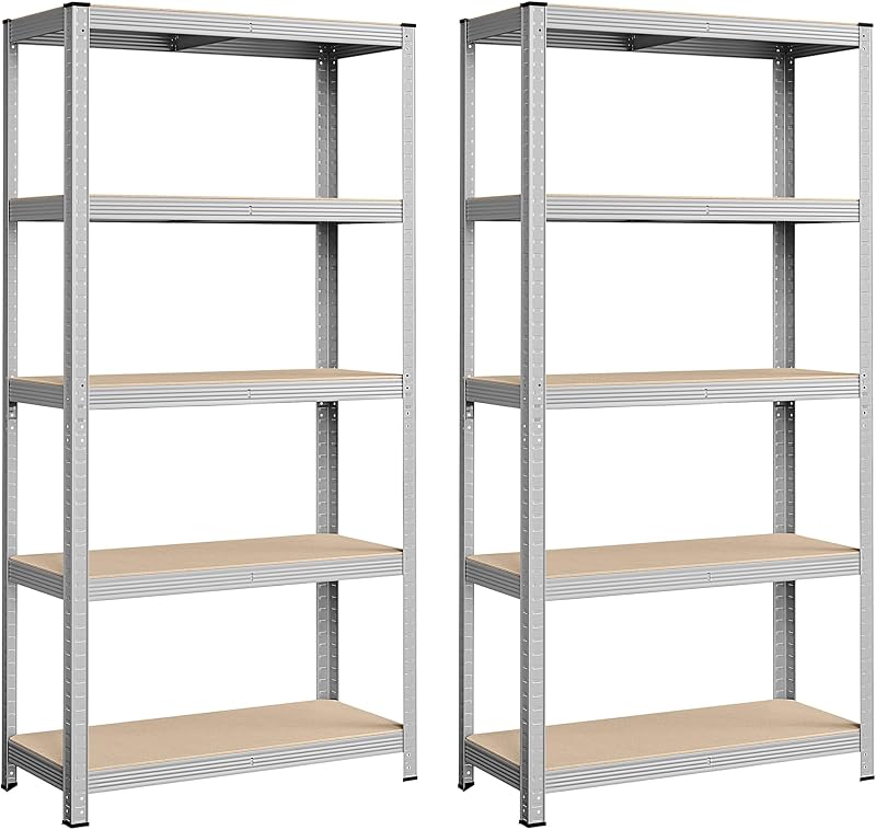 SONGMICS 5 Tier Heavy Duty Shelving Unit 875kg Garage Basement Storage Silver