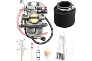 ATRACYPART Carburetor Compatible with Bayou 300 KLF300 KLF 300 1986-1987 KLF300A, 1988-2005 KLF300B, 1989-2005 KLF300C ATV Carb with Air Filter&Fuel Gas Petcock Valve Switch
