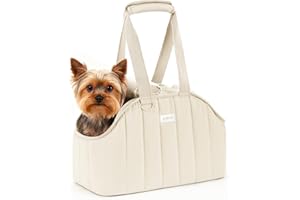 ​​Pecute Dog Purse Carrier, Lightweight Dog Carriers for Small Dogs with Large Pockets, Dog Soft-Sided Carriers up to 9lbs, Pet Carrier for Puppy Cat Rabbit, Suitable for Travel, Subway, Cream