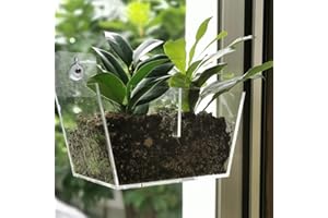 NIUXX Acrylic Window Boxes, Creative Flower Planter Pot Plant Tray Shelf with Suction Cup, Outdoor Indoor Decorative Holder G