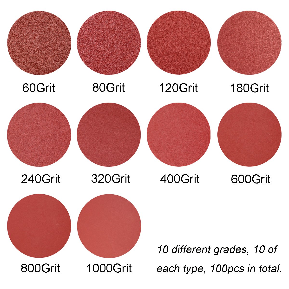 6-Inch PSA Sanding Discs, Self Adhsive Back, Assorted Sandpaper 60-1000 Grits, 100pcs by FRIMOONY - - 