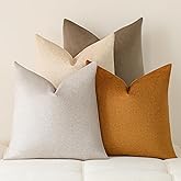 a moment Waterproof Throw Pillow Covers Set of 4,18x18 Inch Outdoor Stain Resistant Pet Friendly Pillowcases Cushion Covers for Patio Sofa and Living Room,Brown