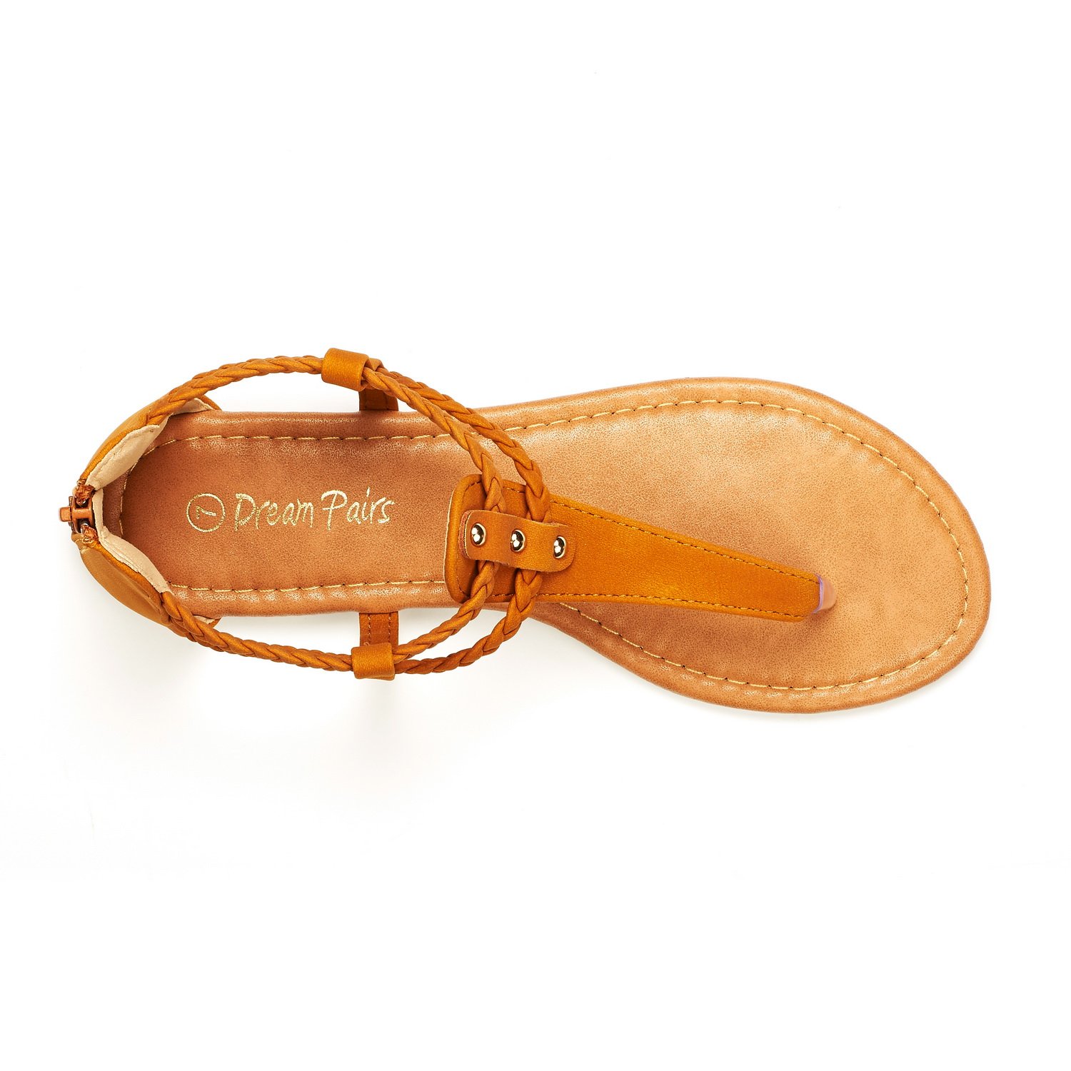 DREAM PAIRS Women's Maxi_02 TAN Fashion Gladiator Design Ankle Strap Flat Sandals Size 6 M US - Image 4