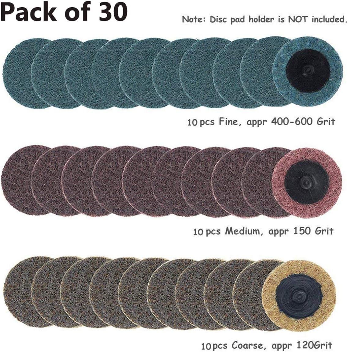 Yakamoz 30pcs 2 Inch Roll Lock Surface Conditioning Sanding Disc with ...