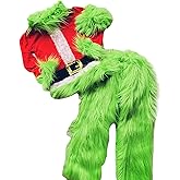 MOBJVIY Kids Boys Christmas Cosplay Costume Hooded Santa Claus Tops Green Furry Monster Outfits