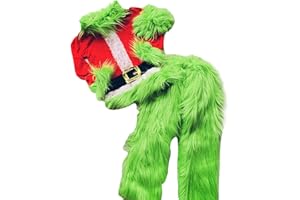 MOBJVIY Kids Boys Christmas Cosplay Costume Hooded Santa Claus Tops Green Furry Monster Outfits