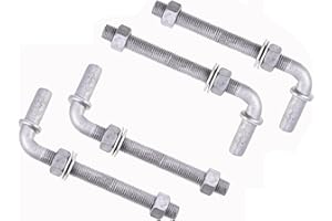 Dailydanny J-Bolt Post Hinge with 5/8" Hinge Pin Galvanized Post Gate Hinge for Chain Link Fence, Washers & Nuts Included (6" (4 Pcs))