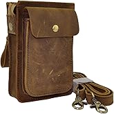 Le'aokuu Mens Genuine Leather Messenger Shoulder Satchel Waist Bag Pack