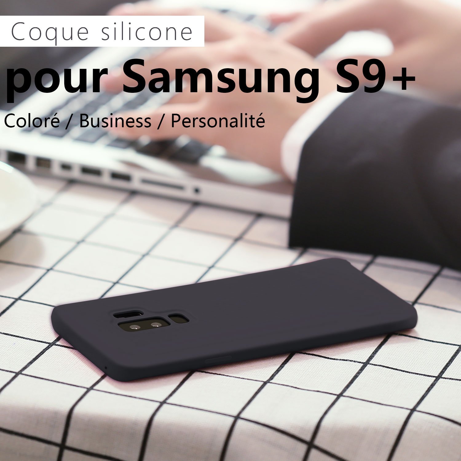 Coque Samsung Galaxy S9 plus , JASBON Coque Silicone Liquide Anti-rayure Housse Protection Silicone Anti-patinage Gel Case pour Samsung Galaxy S9 plus – Noir