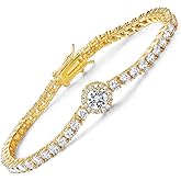 Gemsme 18K Gold Plated 3.0mm Bracelet Classic Hypoallergenic Cubic Zirconia Tennis Bracelet for Women 6.5-8.5 Inch