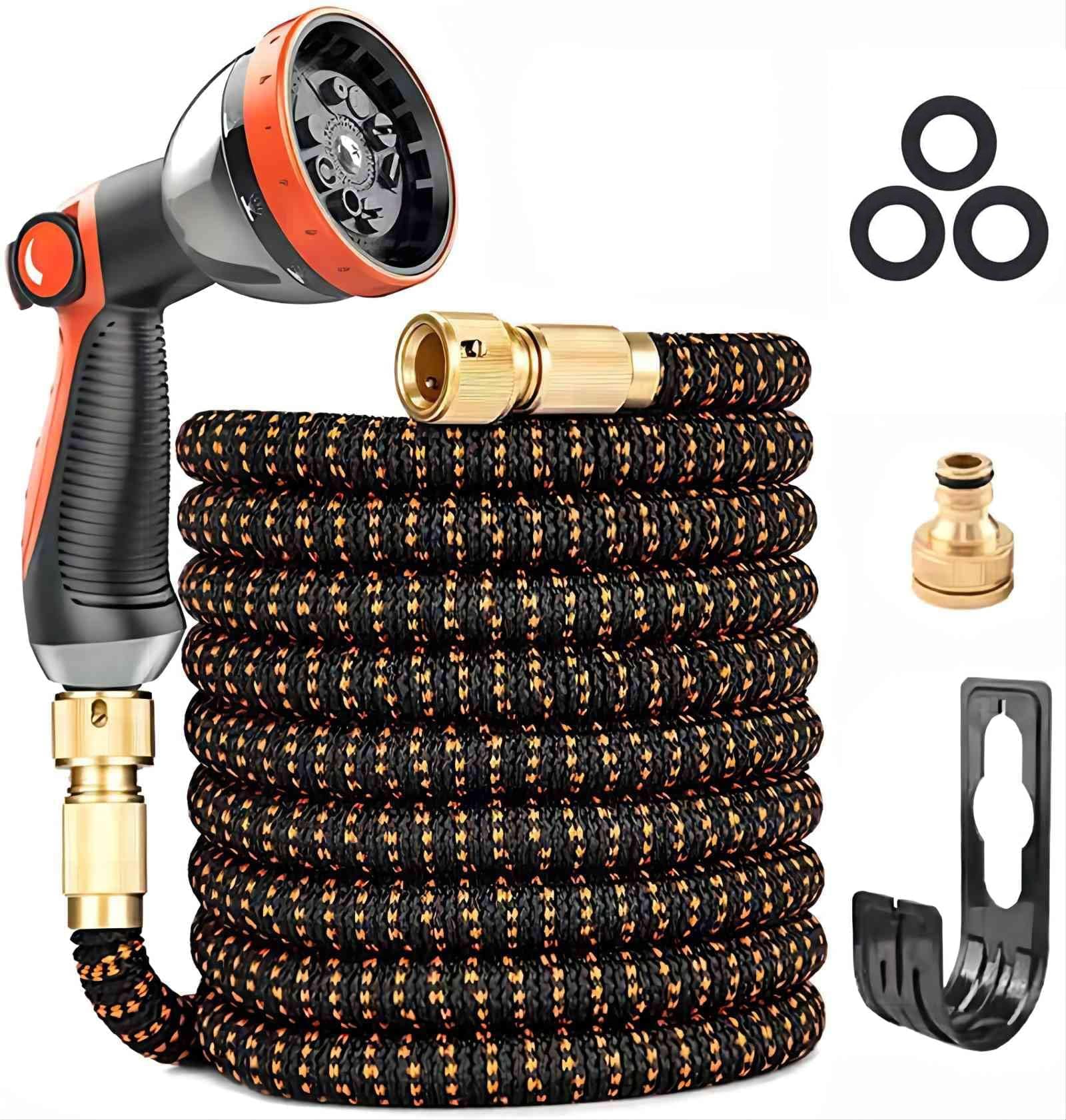 Expandable Garden Hose Pipe 75FT, Upgraded 3-Layer Latex No-Kink Flexible Water Hose, 3/4"&1/2" Metal Connectors, 10 Function Spray Nozzle, Hose for Gardening, Washing & Cleaning