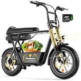 GREATWORK Peak 1200W Electric Scooter with Seat, 480Wh Removable Battery, Max 30 Miles Range, 20MPH Top Speed, 16x3.0 Fat Tire Motorcycle Style E Scooter for Adults with Basket